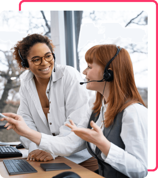 Support professionals discussing a customer query